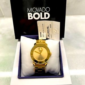 Movado Bold 3600085 Gold Wrist Watch for Women and Unisex - Brand New In Box